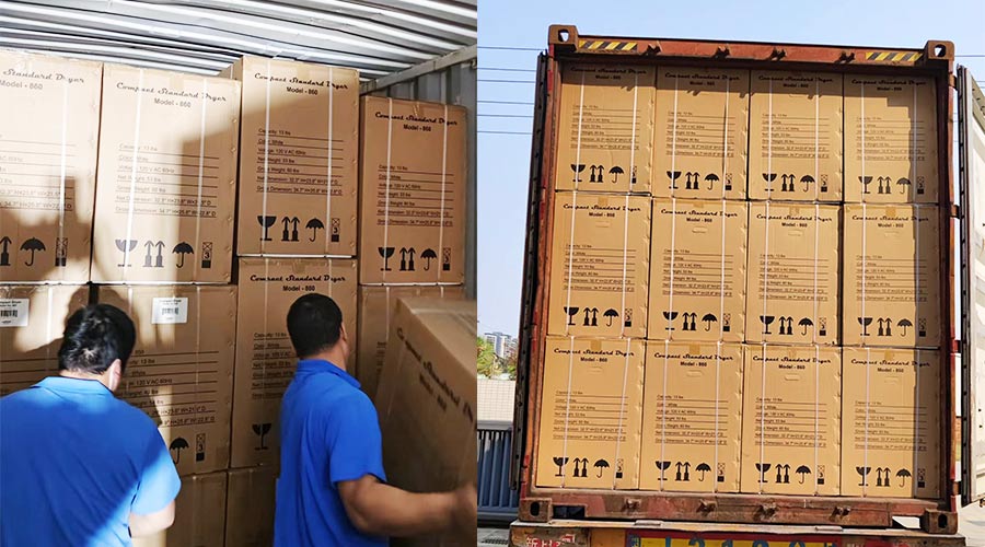 客戶Equator滾筒衣服烘干機(jī)快速裝柜完畢  蓄勢待發(fā)！